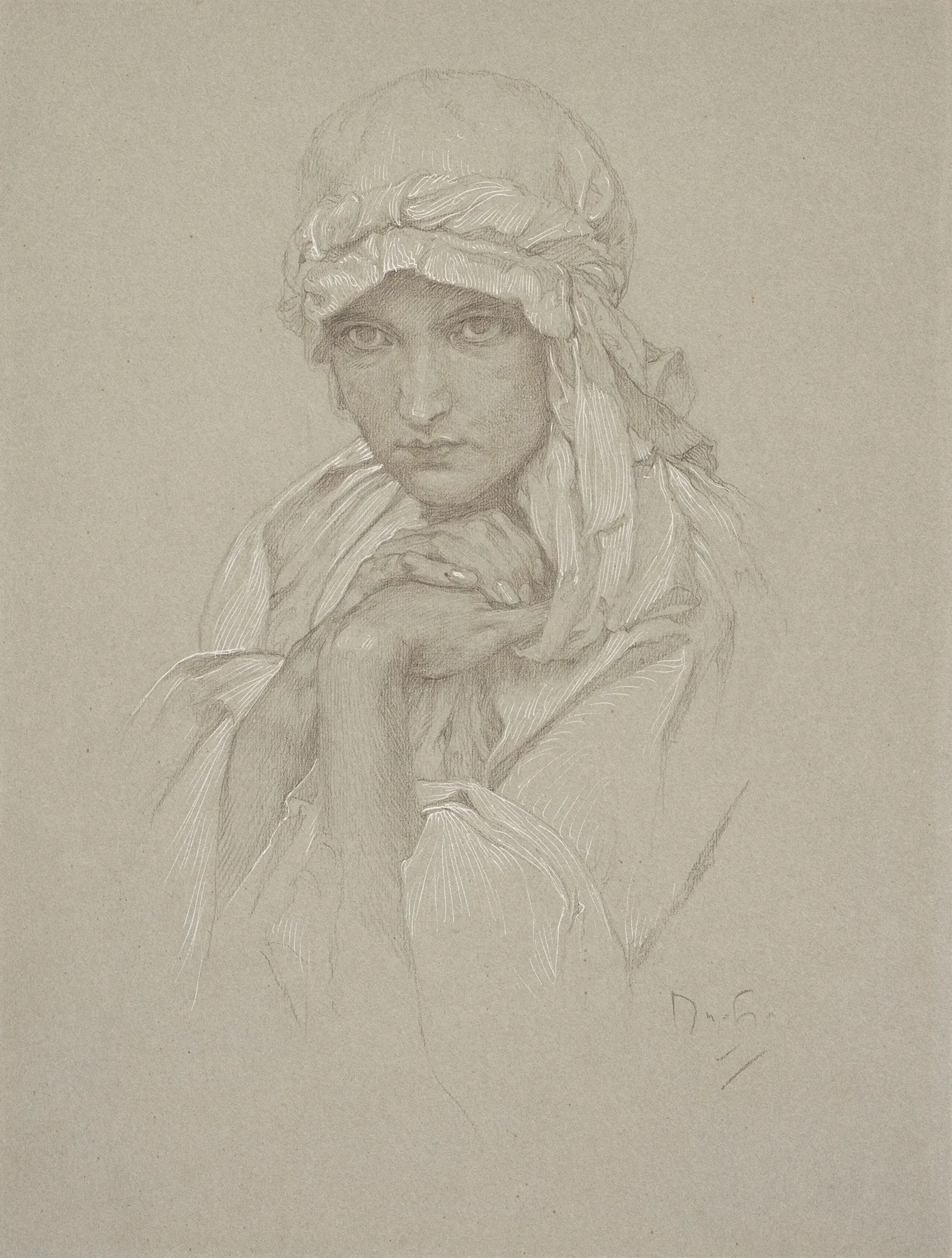 Portrait of the Artist's Daughter in Slavic Dress by Alphonse Mucha